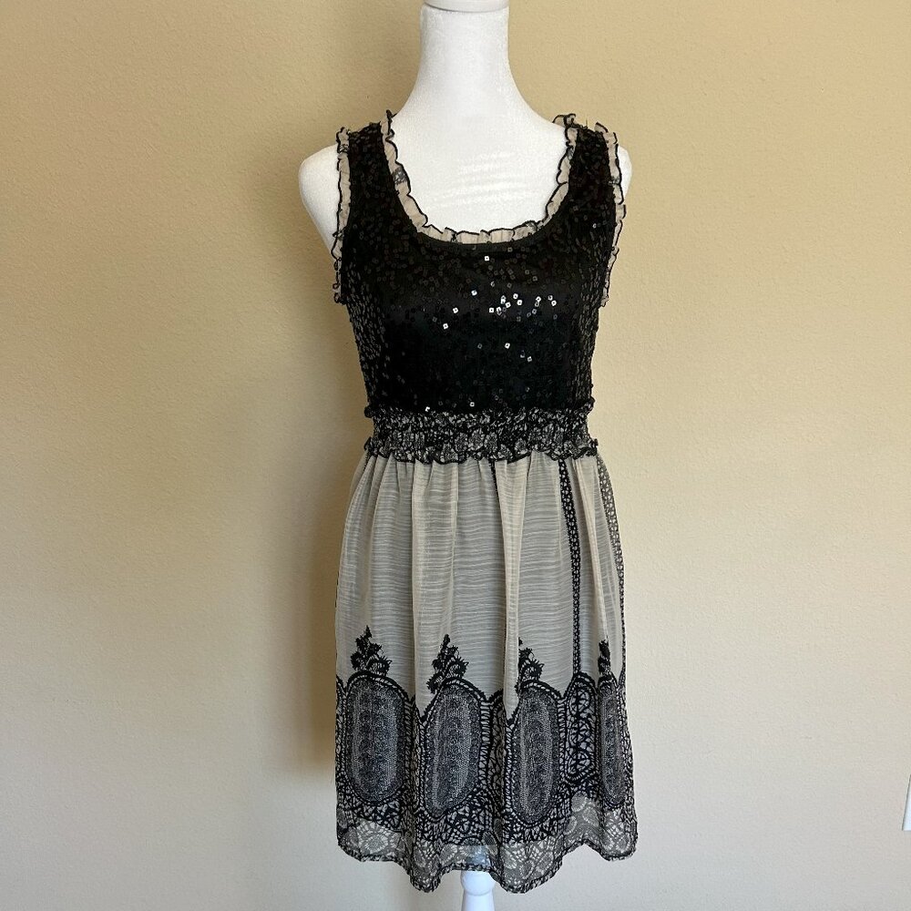 American Page black sequin vintage dress